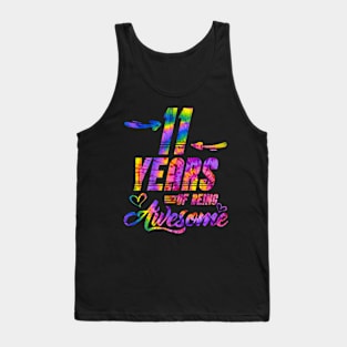 11th Birthday Gift Idea Tie Dye 11 Year Of Being Tank Top